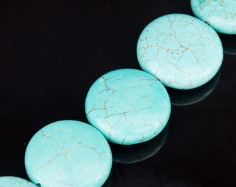 5 discs 20mm turquoise magnesite beads