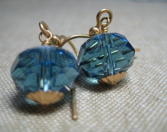 Sea Blue Czech Glass Earrings