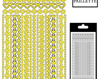 Decal edge flowers/hearts - gold glitter big - STI13250DGO