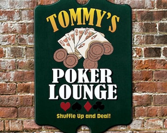 Custom PERSONALIZED Poker Lounge Bar Pub Tavern Sign - Traditional Antique Look for Game Room, Man Cave Wall Decor 11 x 16" GREAT Gift!