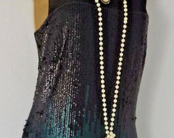 Vintage 1920's Style Gatsby Flapper Charleston Downton Deco sequin dress 10,lined