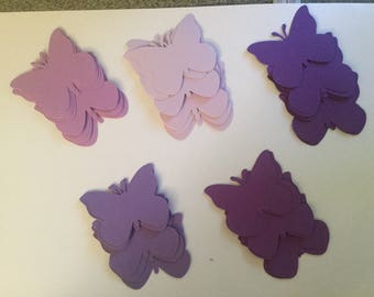 50 Shades of Purple 2 Inch Paper Butterfly Punch Die cuts Cutout Confetti Embellishments Scrapbooking