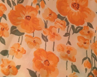 Vintage 1960's Floral Print Fabric , sheer and silky nylon.