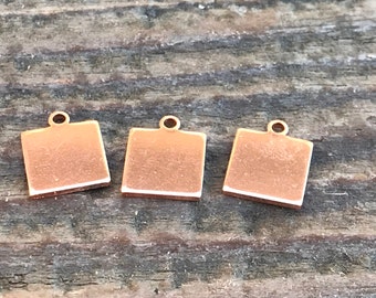Premium Copper Stamping Blank-Small Square Jewelry Tag-Impressart 3/8 inch 18g Metal Stamping Supplies by Metal Supply Chick-13 Pack