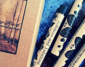 Tobacco and... Blood Orange, Tuberose, Coffee, Carnation, Tonka, Cedar, Amber, Sandalwood, Rose,Hay, Coconut, Lavender, Natural Perfume Oil