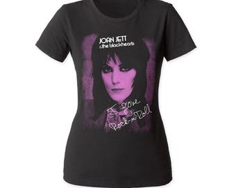 Joan Jett Women's Soft Fitted 30/1 cotton crew tee (JJWC01) Black