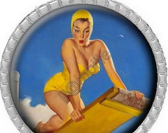 Cabochon pendant - The diving board - (715)