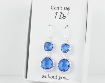 Long Sapphire Blue Silver Earrings, Silver Blue Earrings, Blue Wedding Accessories, Bridesmaid Jewelry, Blue Wedding Jewelry