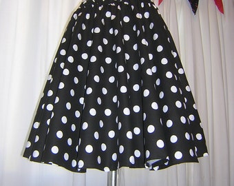 Black Red or Pink and White Polka Dot Circle Skirt Custom Made Any Size Womens dance skirt Cotton Full Skirt