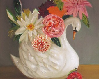 The Swan and the Caterpillar. Art Print.