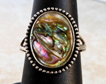 Clark & Coombs Abalone Ring Sterling Silver Size 8 1/2