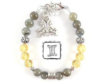 Gemini Zodiac Bracelet-gemini Woman Birthday Gift Idea-gemini Charm bracelet-gemini Birthstone Bracelet