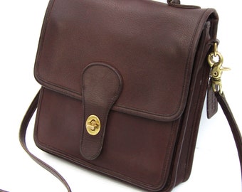 Vintage Coach Station Bag in Mahogany Leather Coach Messenger Bag Crossbody Bag