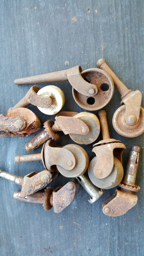 Salvaged furniture castersold hardware parts.