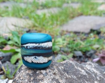 Etched Lampwork Glass Big Hole Bead