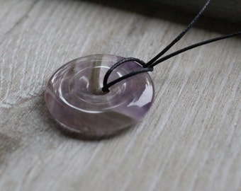 Amethyst Pi Stone 35 mm Donut with Cord V11A4