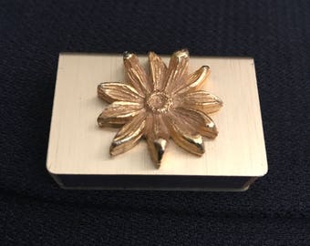 Vintage Gold Tone Metal Match Box Holder 1960's