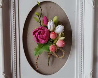 Boutoniere Men's wedding flower Pink peony flower accessory Gardening wedding