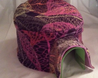 Purple Lace Leaves Igloo House Fleece Cover Print Fleece Hedgehog Pocket Pet Home Cover