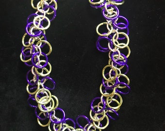 Purple/Green/Silver Shaggy Loops Chainmaille Bracelet