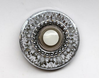 Salvaged Waldorf Silver Plated Ornate Doorbell with White Button