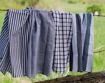 Handwoven. Fair Trade, Black and White Patterned Kitchen Towel