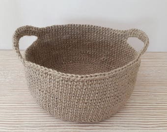 Handmade Crochet Jute Storage Basket, Decorative Storage, Jute Basket, Dekorative Jute Korb