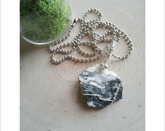 Raw Gemstone Necklace, Zebra Jasper Jewelry, Jasper Necklace, Natural Crystal Necklace, Raw Crystal Jewelry, Wire Wrapped Pendant