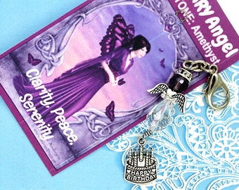 February Birthstone Angel. February Birthstone Charm. February Birthstone Purse Charm. February Birthstone Keychain.