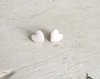 Vintage Earrings - Pale Pink Heart Stud Earrings - Simple Pink Heart Shaped Earrings, Heart Jewelry, Heart Accessory