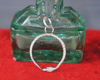 Ouroboros Snake Serpent Pendant Silver Necklace