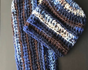 Ripple crochet hat and scarf