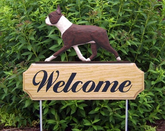 Boston Terrier Welcome Garden Stake