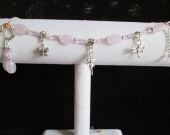 Pastel Pink & Silver Charm Bracelet and Earrings Set #2