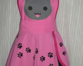 Cat pinafore / apron with paw print