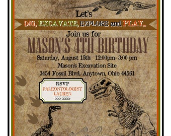 Dinosaur Dig Invitations, Dinosaur Birthday Party, Dinosaur Excavation Party, Dinosaur Fossils, Dino Dig Invites, Dinosaur Bones, Jurassic