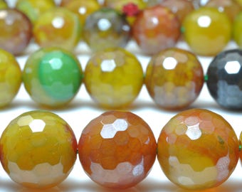 25 pcs of Tibetan Agate,Rainbow Agate faceted round beads in 16mm