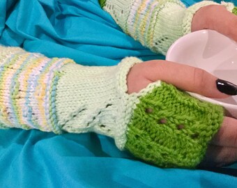 NEW LISTING! Shades of Green Fingerless Gloves