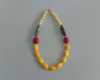 Candy chunky necklace. colorful necklace, yellow necklace, orange yellow green necklace