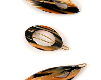 Vintage 1960's Tortoise Barrette Set Made in France