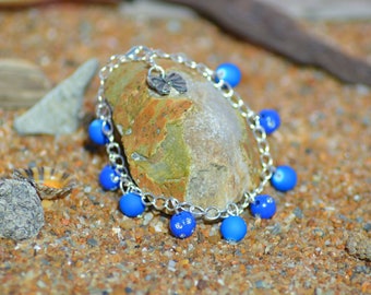 rhinestones and neon blue Beads Bracelet