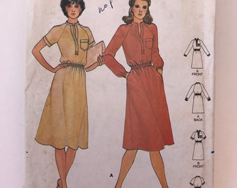 Vintage 1980s loose fitting women’s dress pattern butterick #3476 size 12