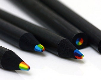 Multi Colored Pencils, Multi Color pencils, Black Pencils, Wood Pencils, Cute Pencils, Beautiful Pencils, Pencil Set, Set of 3