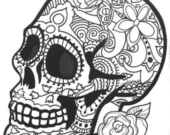 10 MORE Sugar Skull Day of the Dead Original Art Coloring Book pages for Adults: dias de los muertos, Coloring Pages for Adults, Printable