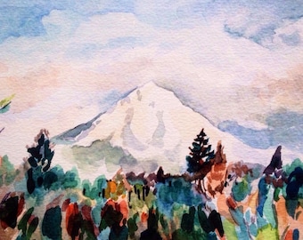 Mount Hood Watercolor- Giclee Print- Northwest Art - Art Print - Landscape Art - Mt Hood Art - Landscape Painting- Oregon Art