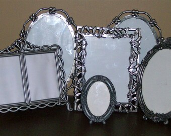 Set of 6 Shabby Chic Ornate Shades of Silver Picture Frames for Gallery Wall, Wedding Decor, Nursery Decor