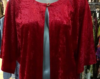 1980' red velvet bolero, short jacket. Size S.