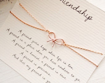 Friendship, friendship bracelet, bow bracelet, rose gold bow bracelet, best friend bracelet, best friend jewelry, friendship quote bracelet