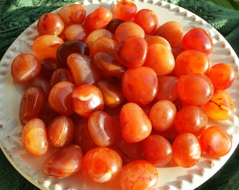 Carnelian Tumbled Stone/Crystal with Drawstring Pouch