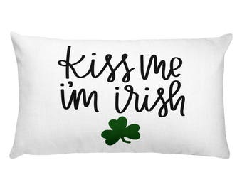 Kiss Me I'm Irish Pillow | 2Designs See both Sides | Irish Throw Pillow | Saint Patrick's Day Home Decor | Irish Home Decor